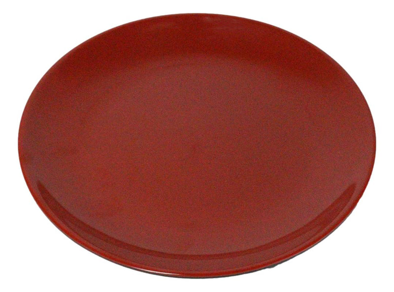 Set Of 6 Traditional Round 10"D Solid Red Black Large Melamine Dinner Plates