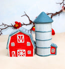Ceramic Agricultural Country Farm Red Barn And Silo Salt And Pepper Shakers Set