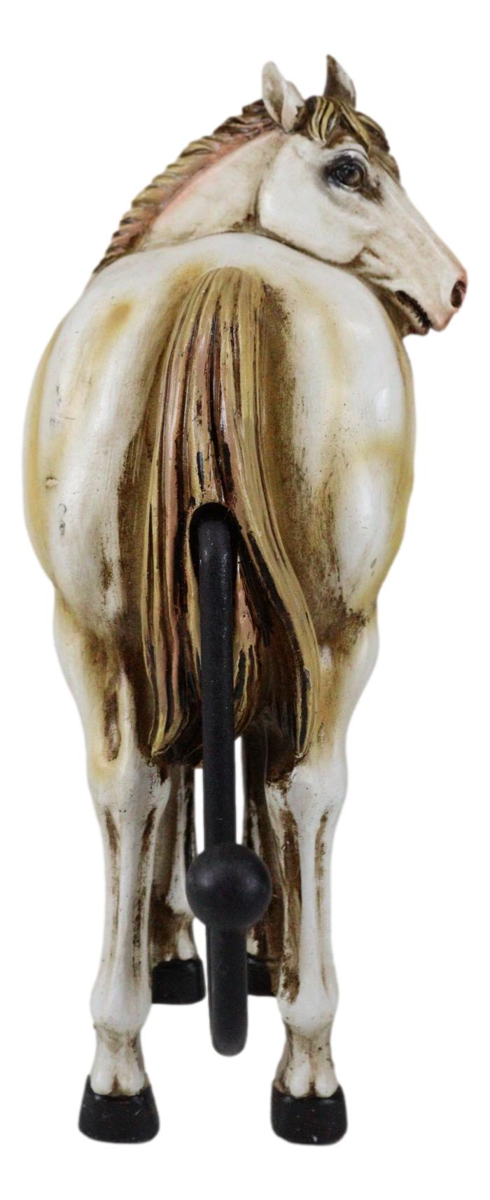Set of 3 Rustic Western White Brown Chestnut Horses Hind Butt Coat Wall Hooks