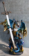 Blue Gold Royal Knight Armored Dragon With Gothic Sword Letter Opener Figurine