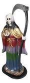 Large 2 Feet Tall Holy Death Santa Muerte Holding Scythe In Rainbow Robe Statue