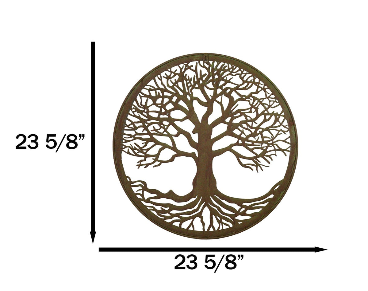 Green 23"D Oversized Celtic Tree of Life Medallion Metal Wall Circle Plaque