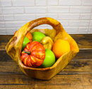 Rustic Hand Carved Crafted Burl Wood Tree Root Bowl Basket With Handle 12" Wide