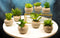 Set Of 8 Realistic Mini Artificial Botanica Green Succulents In Pots 2.25"H