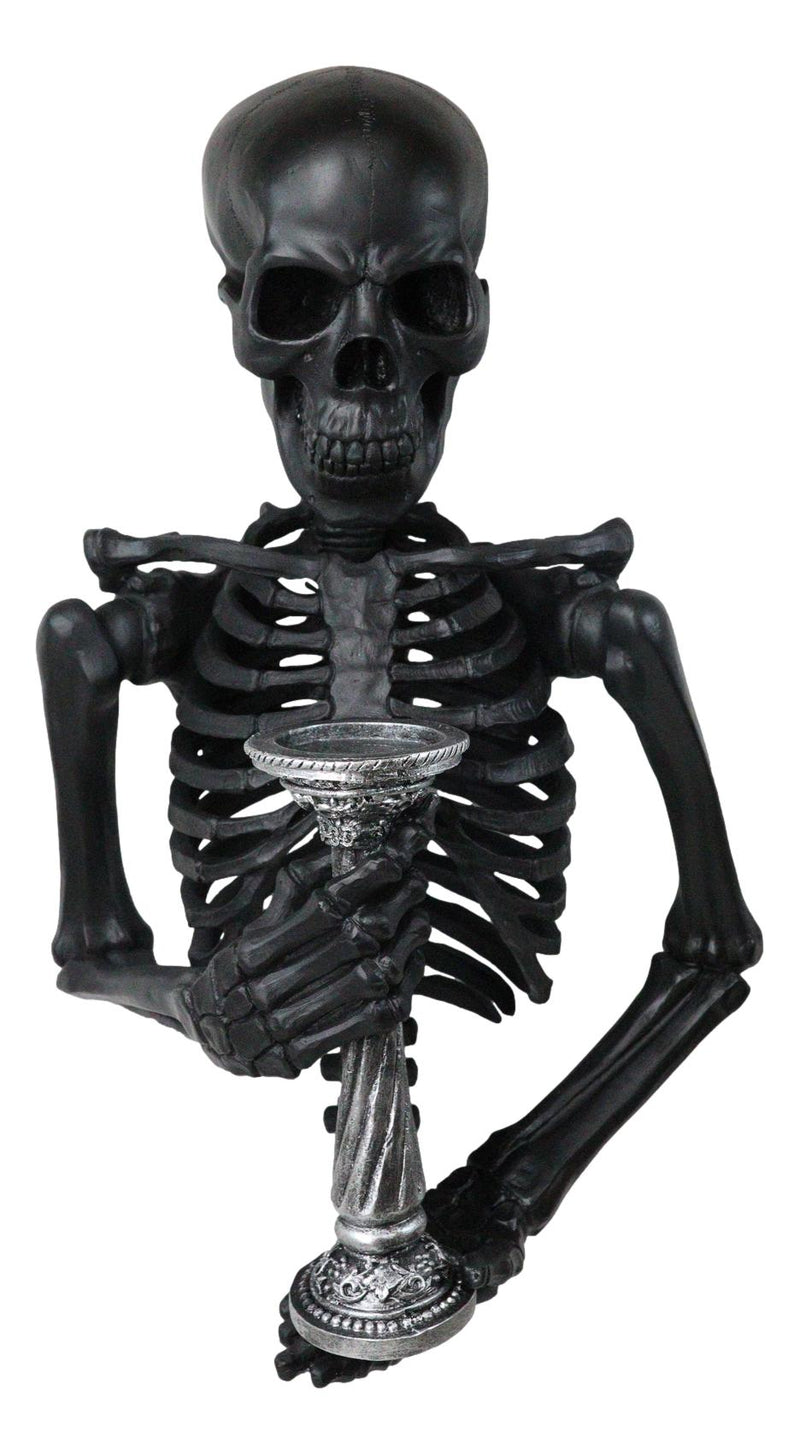 De Mortuis Hallow Impaled Grinning Bone Skeleton Wall Candleholder Sculpture 18"