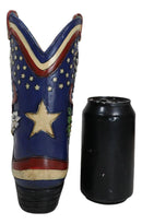 Patriotic Blue Western Stars American Hero Great Seal Eagle Cowboy Boot Vase