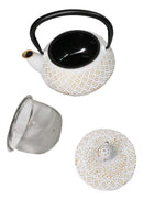 Rustic White Tokusa With Gold Patterns Petite Cast Iron Teapot 10oz Tea Pot