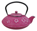 Magenta Ume Plum Blossoms Cast Iron Tetsubin Teapot With Enamel Liner