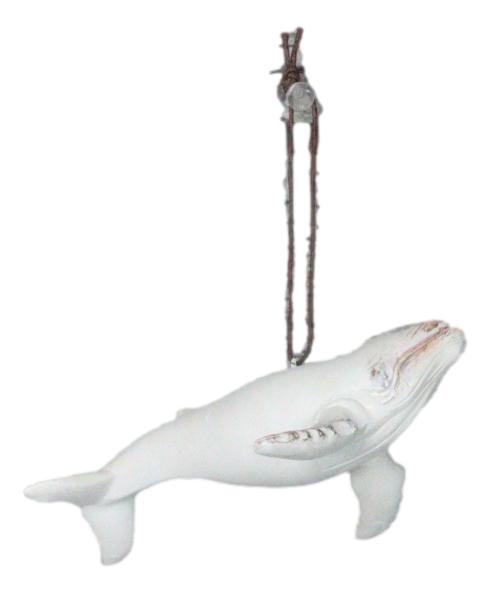 Set Of 6 Antique White Humpback Whales Ocean Marine Wall Decor Tree Ornaments