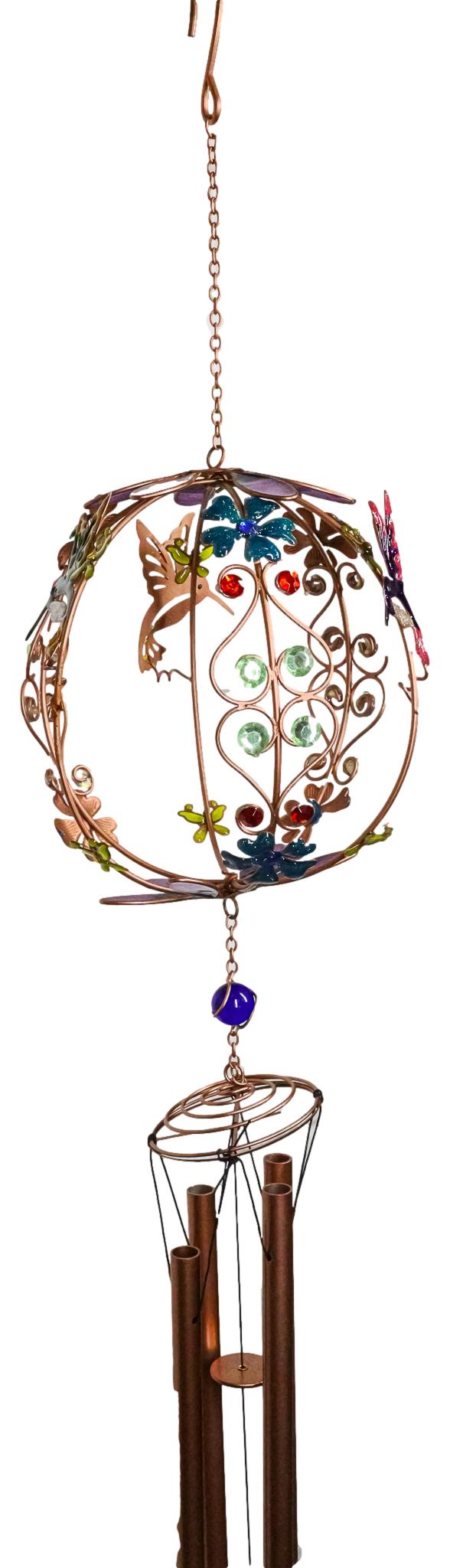 Whimsical Hummingbirds by Enchanted Globe Floral Garden Copper Wind Chime