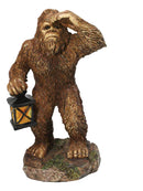Rustic Funny Cryptid Hiker Bigfoot Holding Lantern Lost in the Woods Figurine