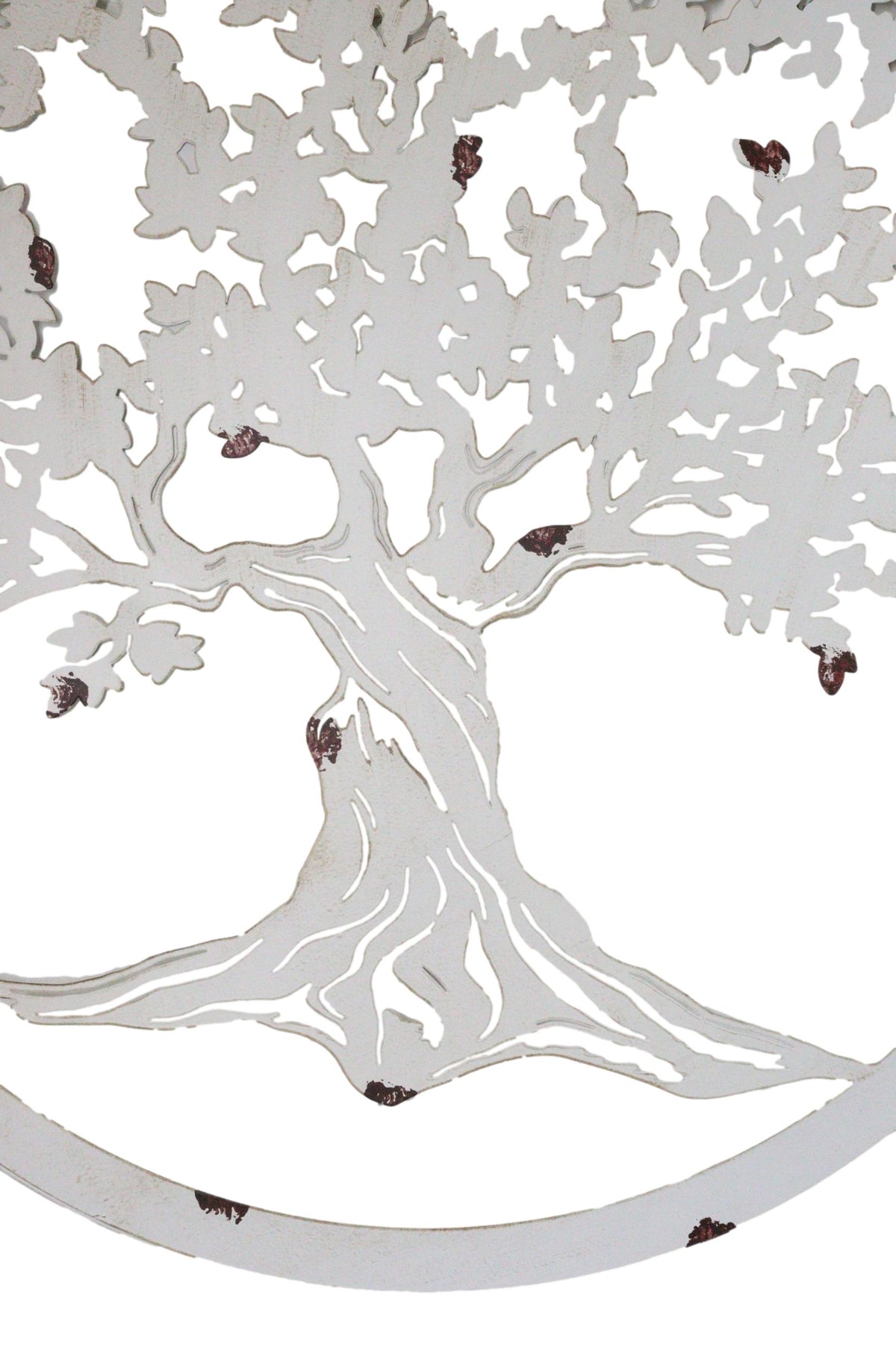 White 24"D Oversized Celtic Tree of Life Medallion Metal Wall Circle Plaque