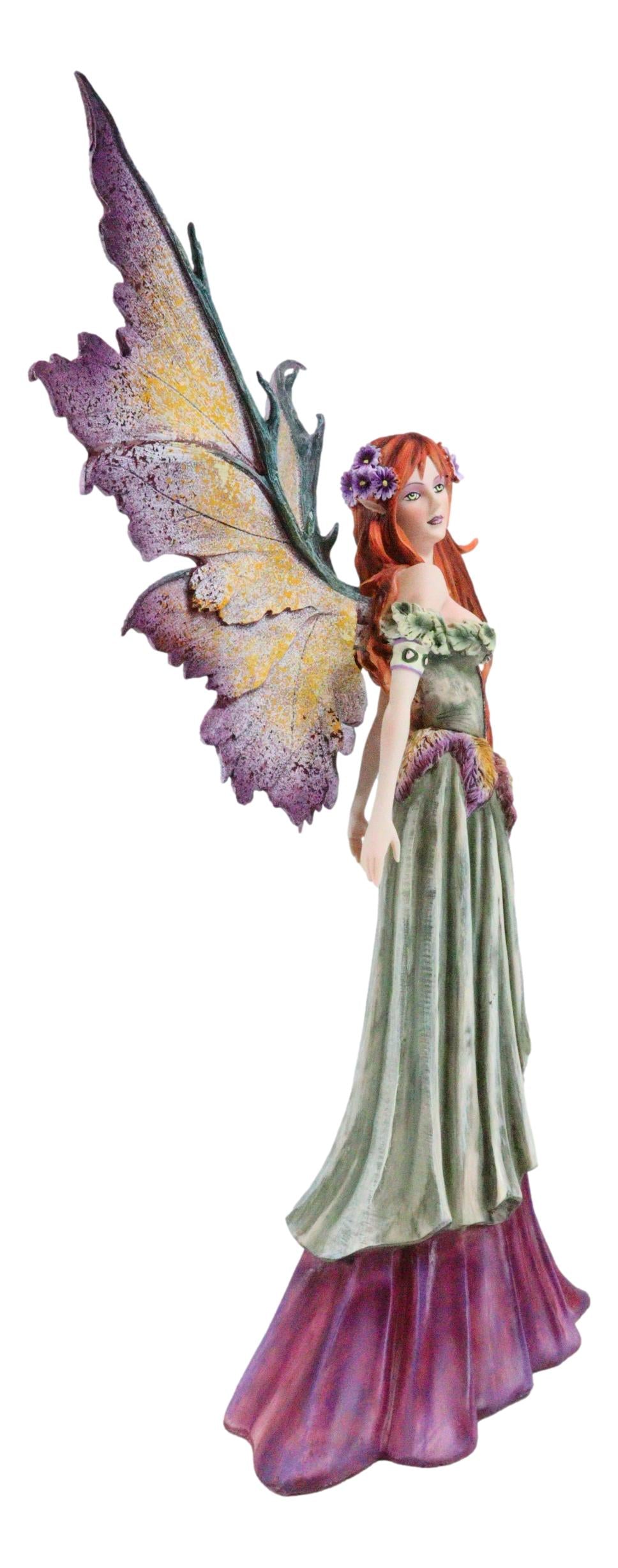 Amy Brown Large Summer Fairy Queen With Flower Adornment Statue Garden Fairies - Ebros Gift