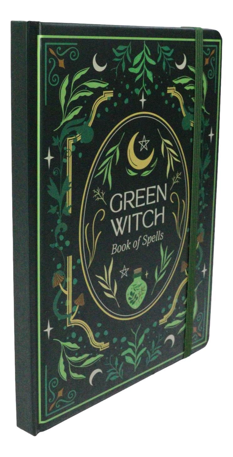 Ebros Gift Wicca Green Witch Book of Spells A5 Hardcover Notebook Journal