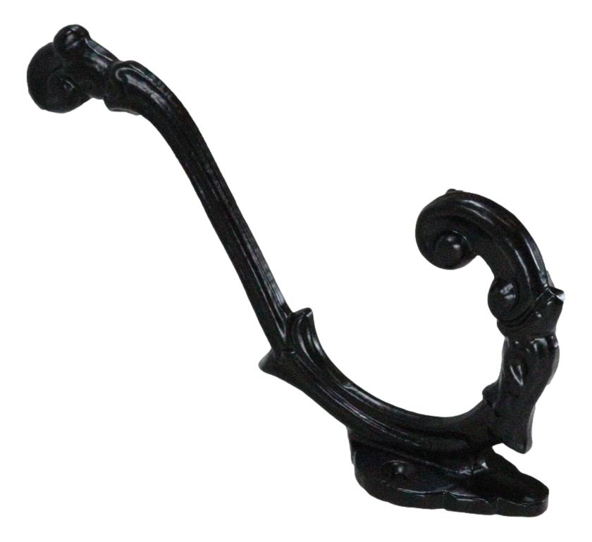 Set Of 4 Forged Cast Iron Black French Scroll Art Double Hooks Wall Coat Hangers