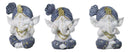 Set of 3 White Blue And Gold Turban See Hear Speak No Evil Ganesha Figurines