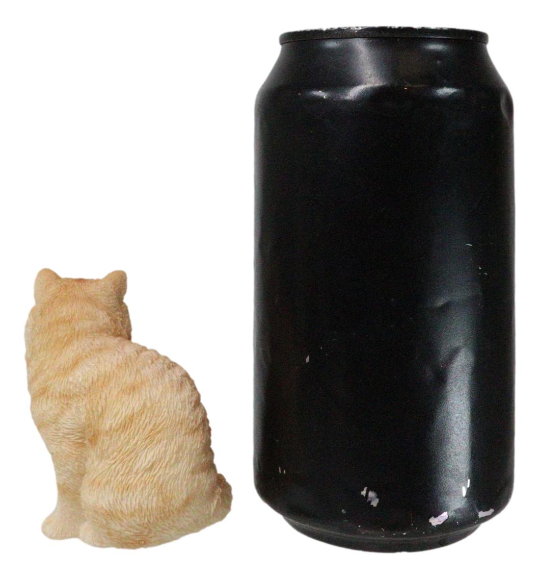 Realistic Feline Orange Tabby Kitty Cat Kitten Sitting Mini Figurine Glass Eyes - Ebros Gift