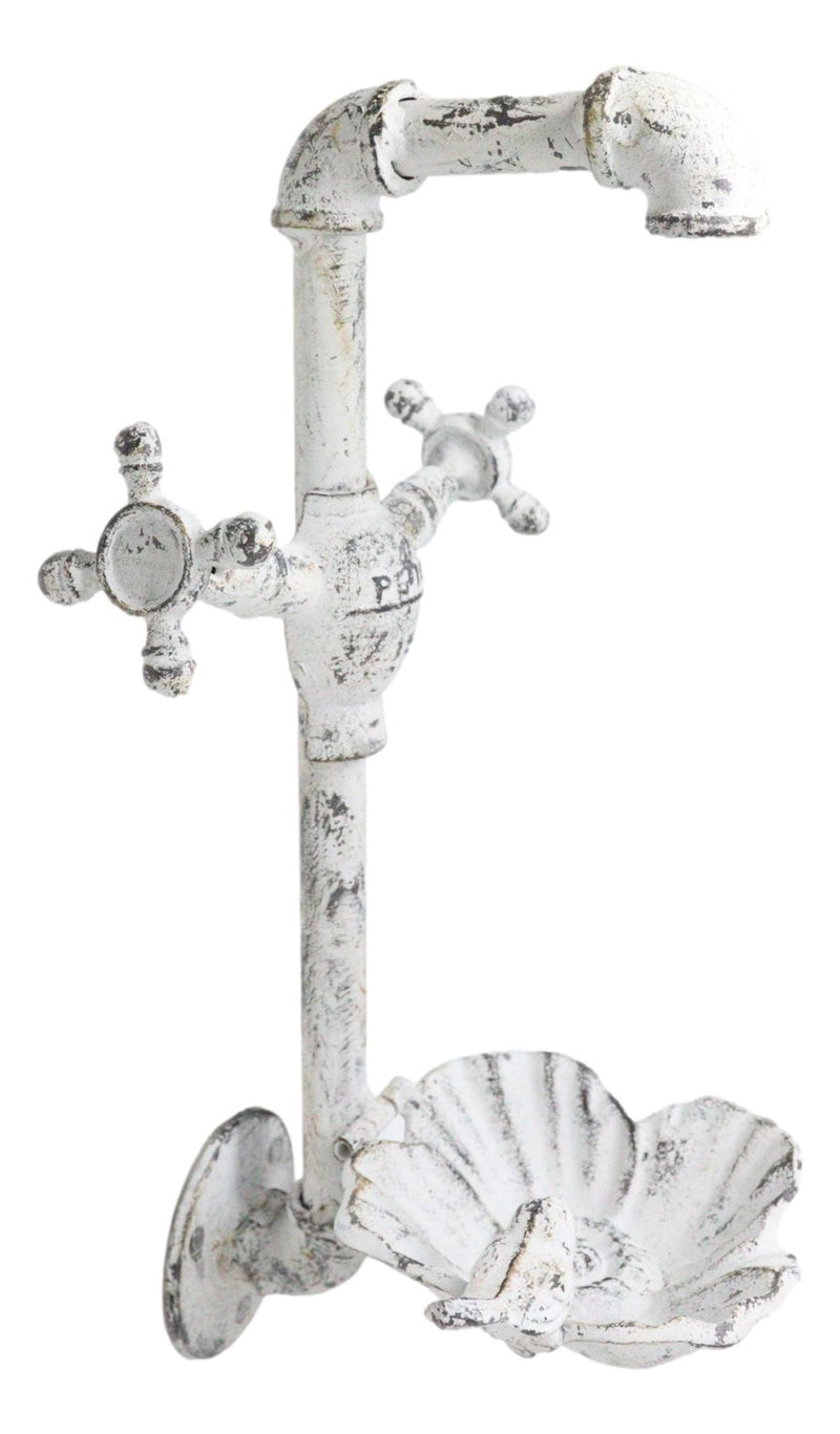 Cast Iron Antiqued White Spigot Faucet Bird On Flower Wall Bird Feeder Bath 16"H