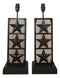 Set of 2 Rustic Western Triple Lone Stars Wood And Metal Bedside Table Lamps