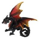 Gothic Guardian Black Spiked Fire Dragon Figurine With Ember Flame Wings