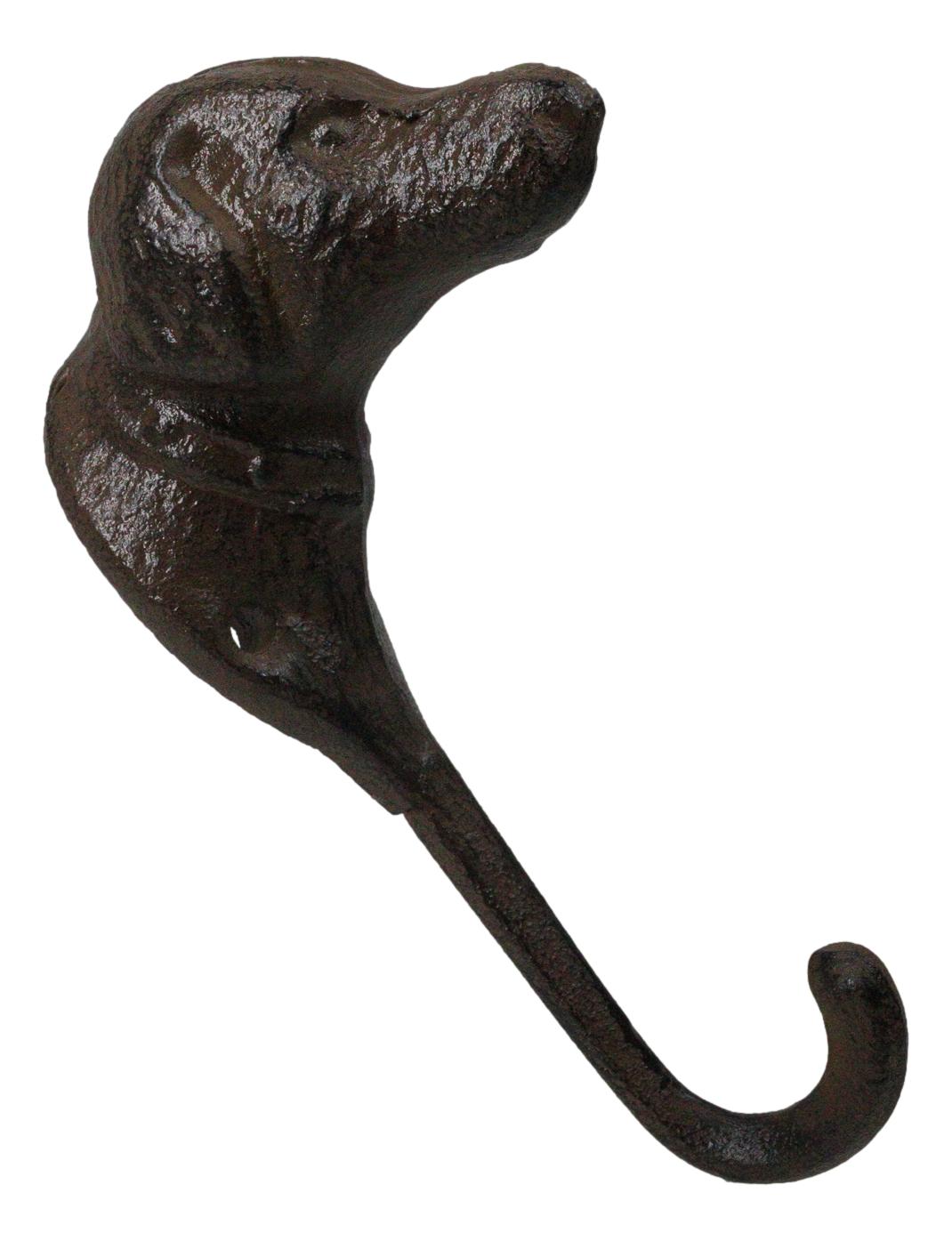 Pack Of 2 Cast Iron Rustic Canine Pet Pal Dog Wall Coat Keys Hook Sculptures