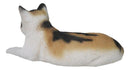 Realistic Adorable Feline Shorthair Calico Cat Kitten Lying Statue14.25"L
