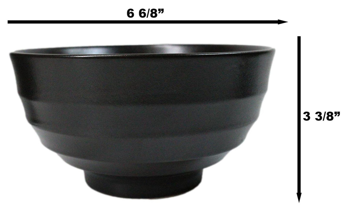 Pack Of 6 Black Kokuyo Minimalist Ceramic Medium Soup Salad Rice Bowls 24oz