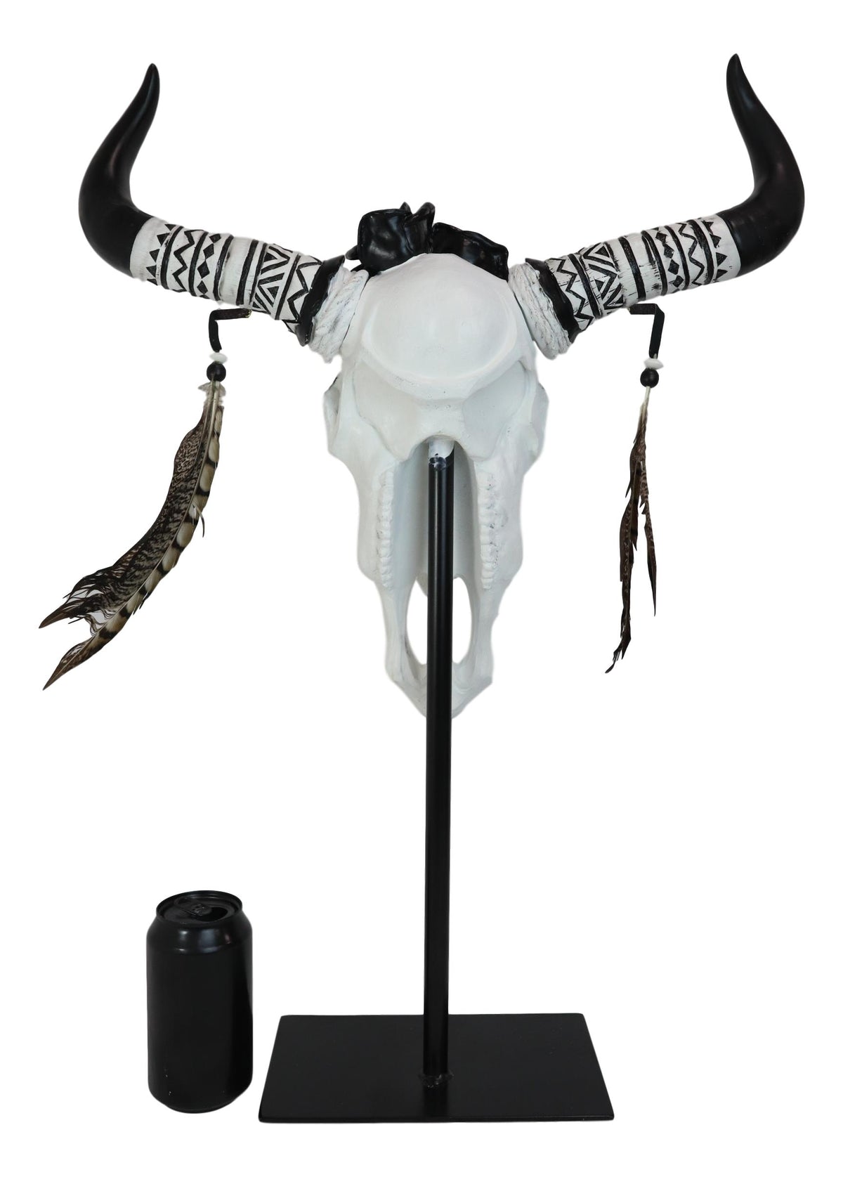 Rustic Western Tribal Tattoo Black Roses Longhorn Cow Skull Desktop Plaque