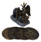 Wicca Occult Sabbatic Goat Baphomet Sitting On Globe Round Coaster Figurine Set