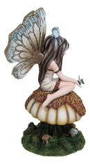 Whimsical Enchanted Garden Butterfly Fairy Sitting On Wild Mushroom Figurine