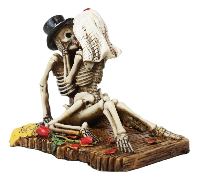 Ebros Love Never Dies Castaway Wedding Skeleton Couple Kissing Statue 3.75"H
