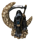 Grim Reaper With Scythe Hourglass on Skull Crescent Moon Gothic Death Figurine
