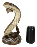 Realistic Attacking Coiled Diamondback Rattlesnake With Fangs Bared Figurine