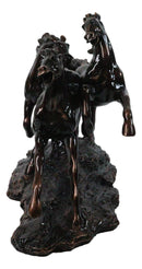 Three Equestrian Wild Galloping Horses Large Statue 18" Long Electroplated