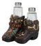 Rustic Cowgirl Turquoise Flowers Stars Double Boots Salt Pepper Shakers Holder
