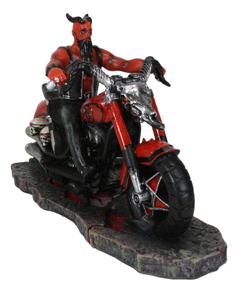 Red Inferno Devil Demon Motorcycle Chopper Biker With Pentagram Jacket Figurine