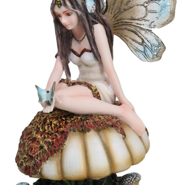 Whimsical Enchanted Garden Butterfly Fairy Sitting On Wild