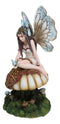 Whimsical Enchanted Garden Butterfly Fairy Sitting On Wild Mushroom Figurine