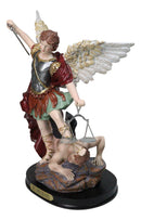 Saint Michael Archangel Defeating Satan With Sword And Justice Scales Statue 12.5"