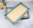 Pack Of 3 Ao Nagashi River Porcelain Long Rectangular Serving Platter 15"X8.5"