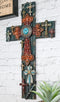 Rustic Western Layered Crosses Fleur De Lis Cowboy Turquoise Tooled Wall Cross