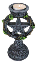 Wicca Pentagram Star In Circle With Celtic Knotwork Ivy Vine Votive Candleholder