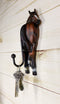 Set of 3 Rustic Western White Brown Chestnut Horses Hind Butt Coat Wall Hooks
