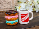 Donut Shop Breakfast Donuts And Hot Coffee Mug Ceramic Salt Pepper Shakers Set