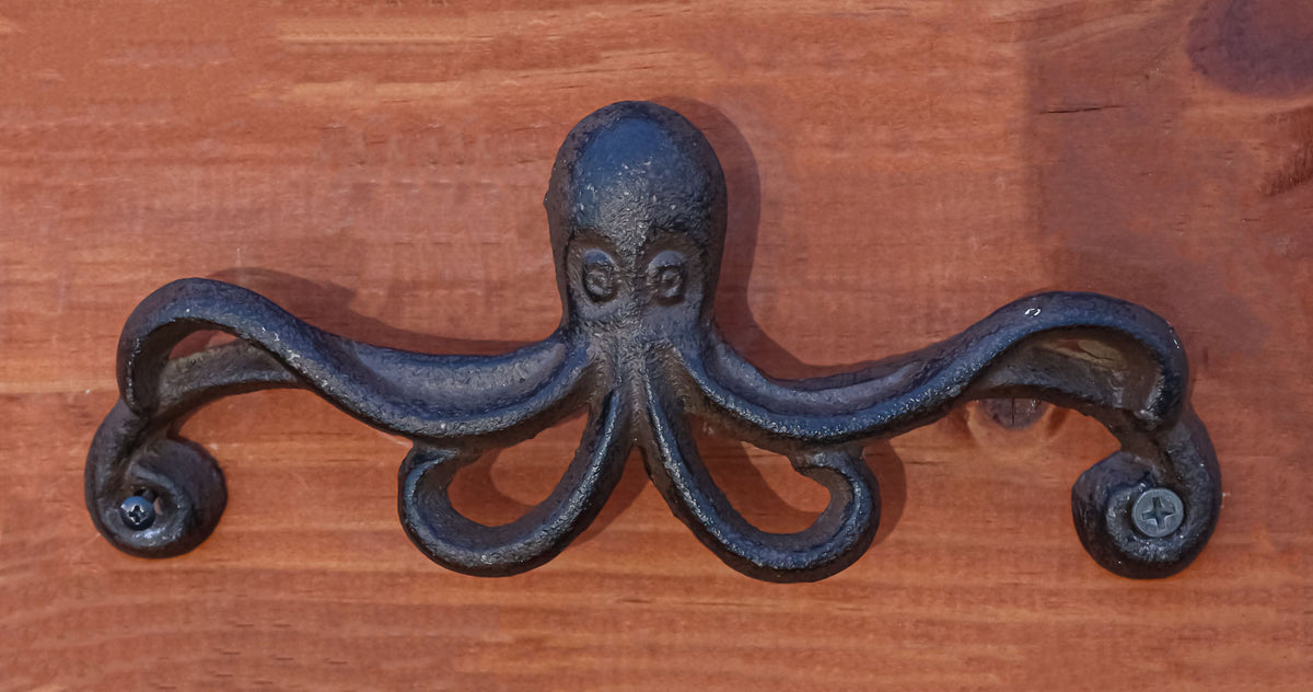 Set Of 4 Cast Iron Rustic Marine Sea Octopus Drawer Cabinet Door Knobs Hardware - Ebros Gift