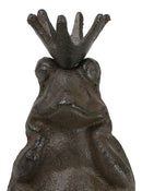 Rustic Cast Iron Whimsical Toad Frog Prince With Crown Figurine Paperweight