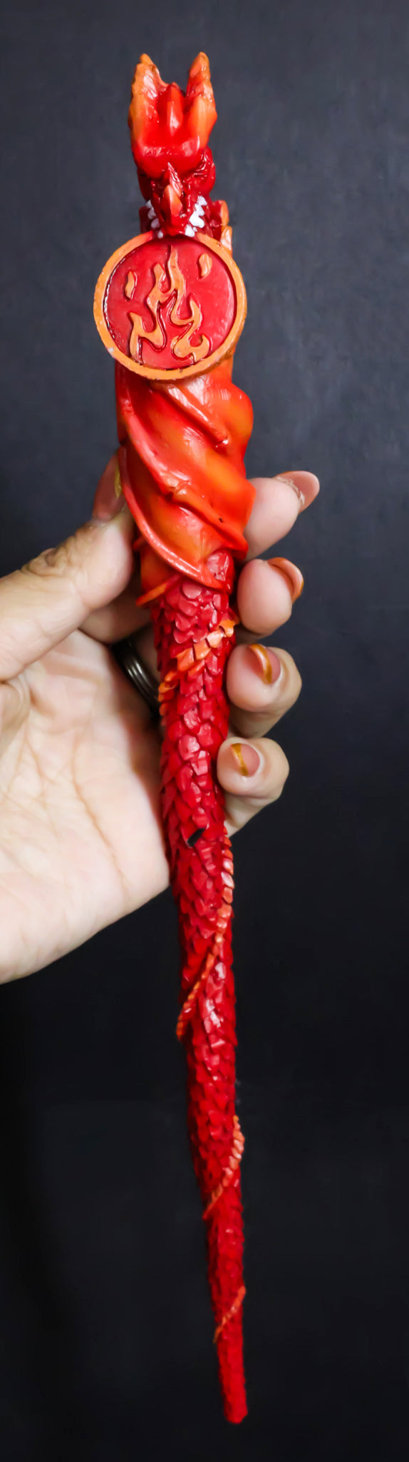 Red Fire Flamethrower Drake Elemental Dragon Fantasy Cosplay Magic Wand 14" L