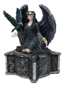 Gothic Fairy Queen With Raven Crow On Pentagram Star Decorative Box Figurine