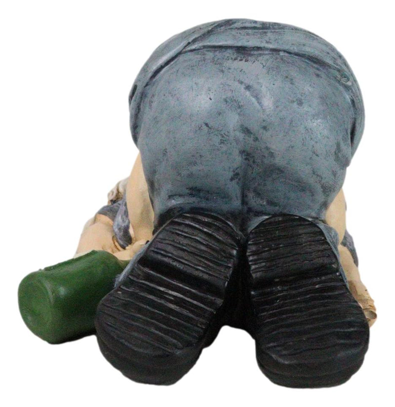 Mr Gnome Knocked Out Drunk With Half Moon Bare Buttocks Holding Booze Figurine