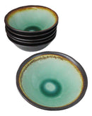 Pack Of 6 Crackle Green Midori Kannyu Ceramic Large Ramen Soup Bowls 47oz